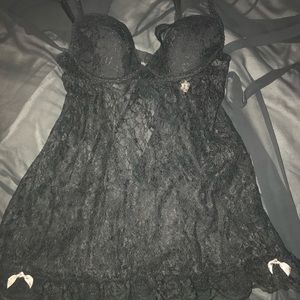 Victoria Secret black lace teddy & cover up